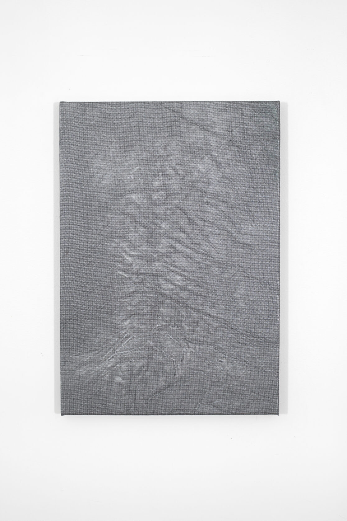 Andrew Foster, Graft 2019 urethane, aluminum dust, and fiberglass screen mesh over pine 23 x 16 x 3/4 inches